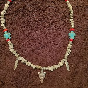 Hand made Native American Turquoise and Silver nec